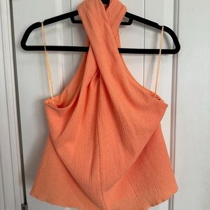 Dee Elly Orange Halter Twist Top